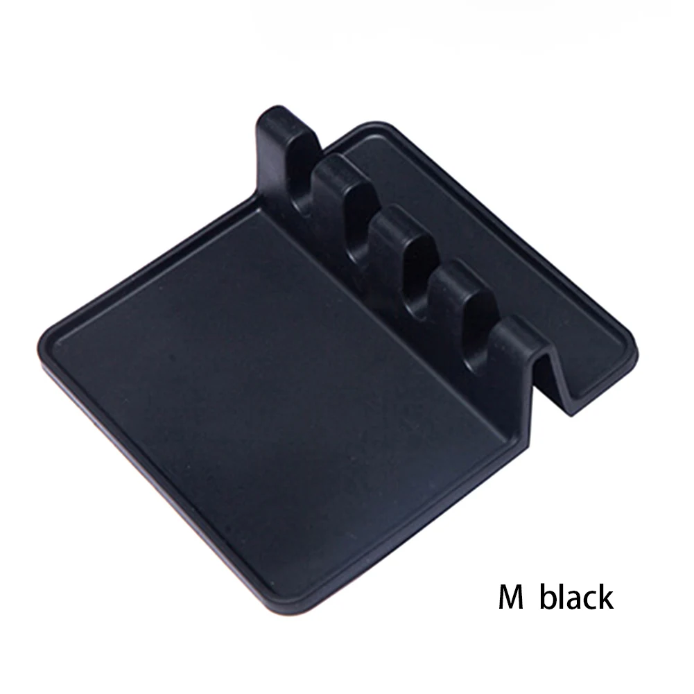 Silicone Kitchen Utensil Spoon Holder Rack Fork Organizer Utensil Rest Pad Kitchen Gadget Benna per pala HTQ99 - Цвет: black M