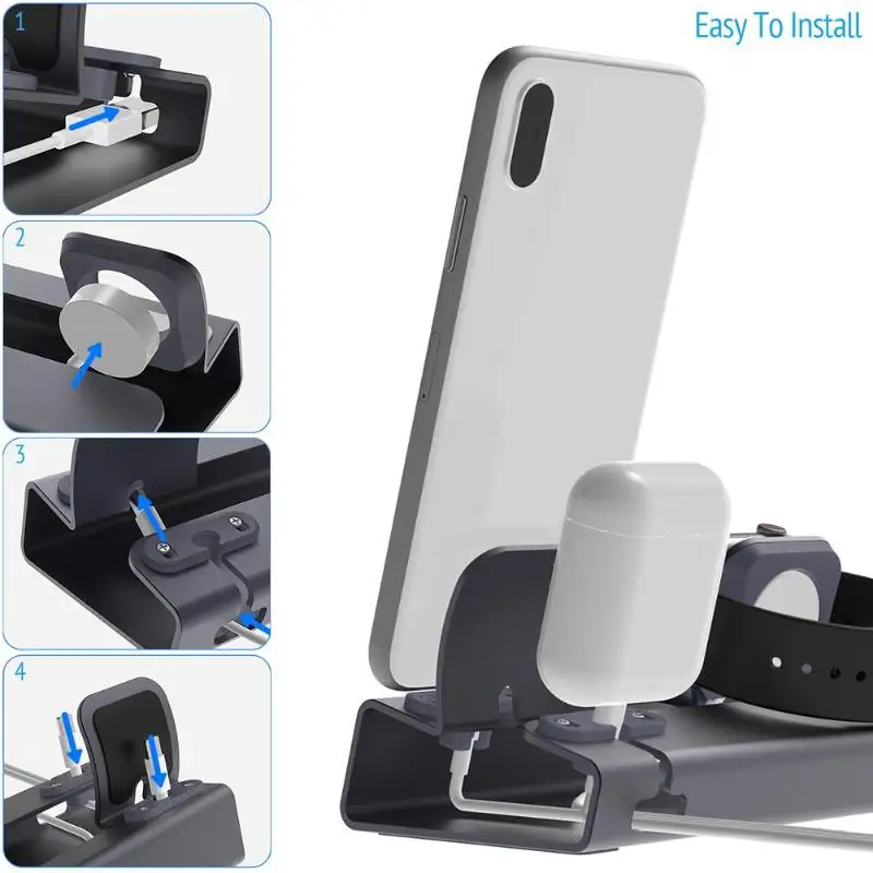 Зарядная док станция 3 в 1 подставка из сплава для Iphone X 8 7 6 Apple watch Airpods|Подставки и