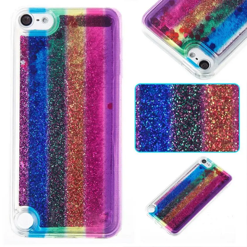

Rainbow Soft TPU Dynamic Liquid Glitter Quicksand phone Case For iPod Touch 5 6 Back Cover