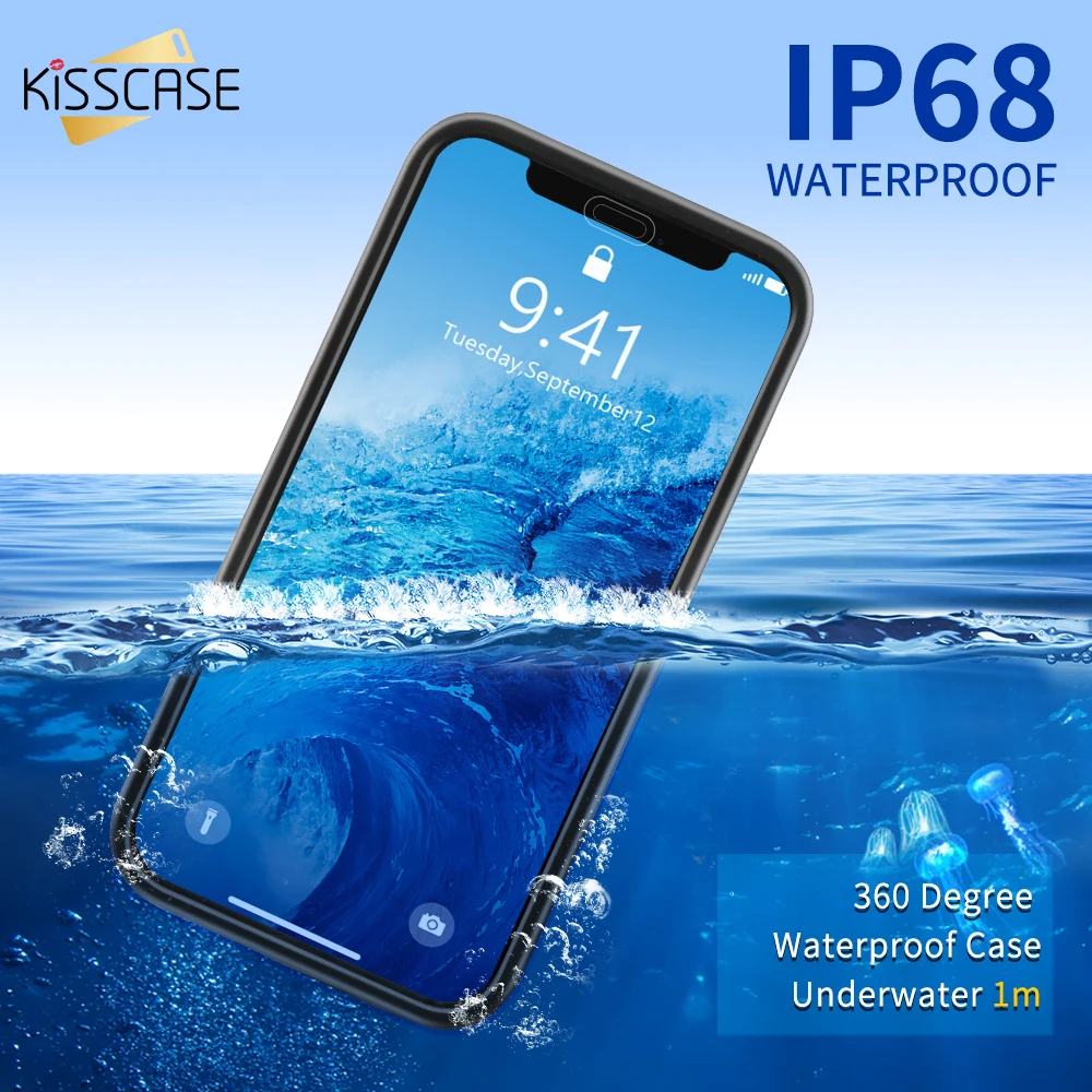 Водонепроницаемый чехол KISSCASE для iPhone X XS Max XR 360 полное покрытие защитный 5 5S SE 6S 6 7 8