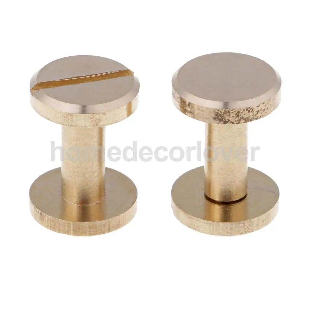 6 Sets Solid Brass Flat Round Head Stud Screwback Leather Craft Chicago Screws
