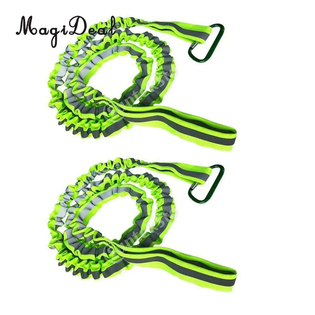 MagiDeal 2pcs Adjustable Kayak Safety Rod Leash Fishing Rod Reflective Paddle Leash Green 47inch for Canoe Oars