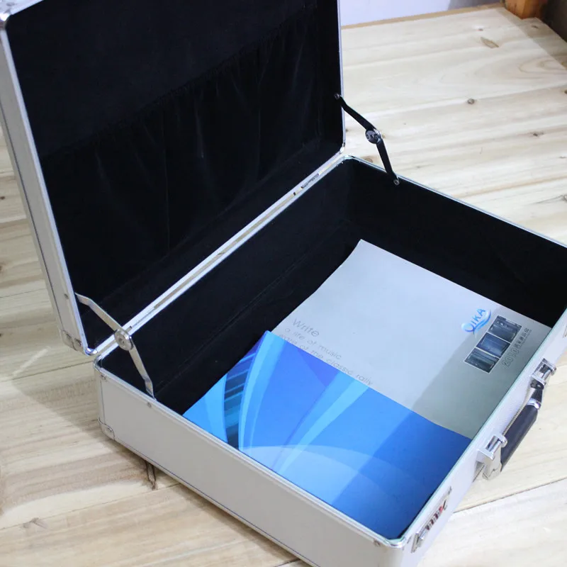 High-grade  Aluminum case tool case toolbox 47* 35*14cm strongbox meter box suitcase file box instrument case With lock suitcase