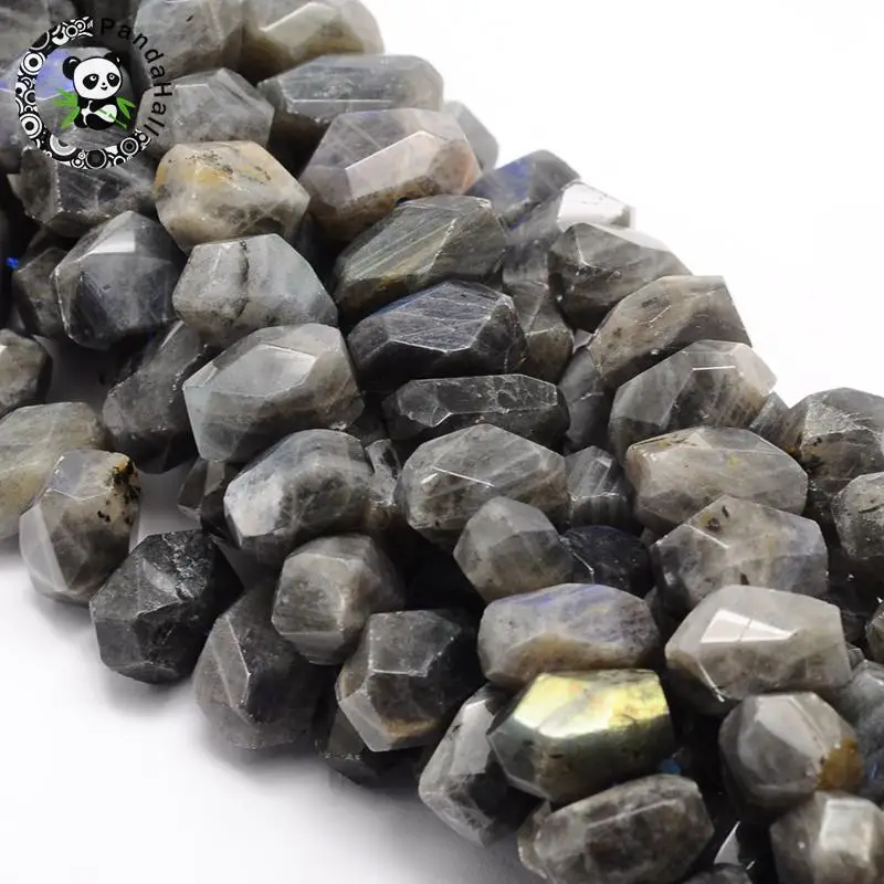 

PandaHall 1Strand Faceted Nuggets Natural Labradorite Stone Jewelry Necklace Bracelet Earrings Bead Strand 15~22x10~16x10~16mm