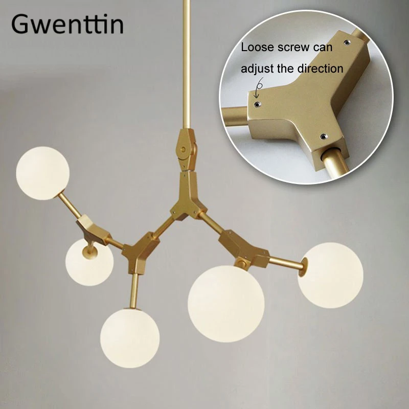 Современные Волшебные золотистые люстры, светодиодный стеклянный шар, подвесной светильник, промышленный подвесной светильник, светильник для гостиной, домашний декор