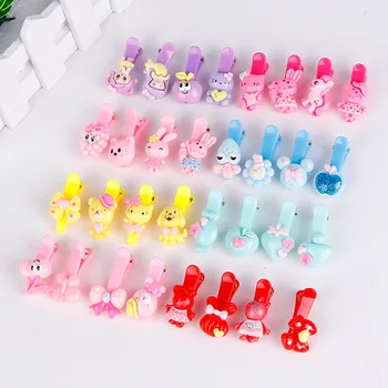 

50PCS Mix Color Barrette Baby Hair Clip Cute Flower Solid Cartoon Handmade Resin Children Hairpin Girl Hair Clip Accessories