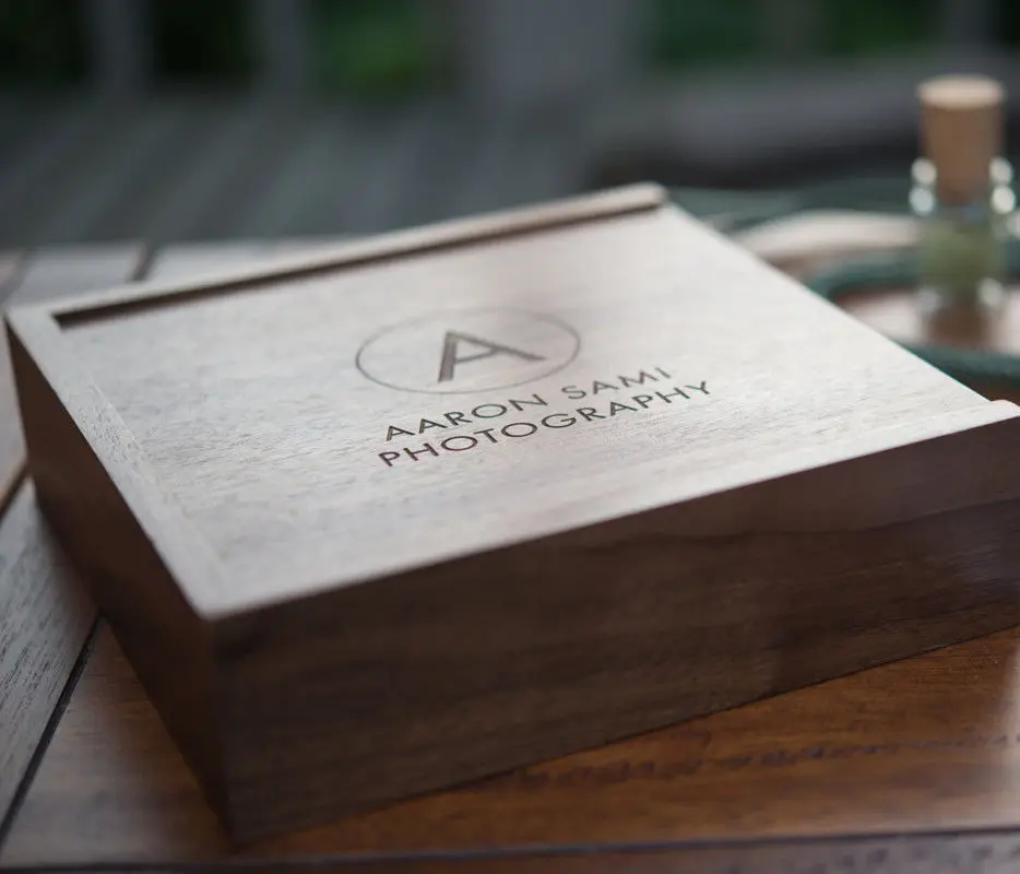 (Free logo or words names engraving) Wooden Photo Album Box USB 3.0 Pendrive DIY Engraved Logo Wedding Memory