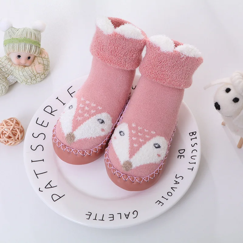 

KiDaDndy Cotton Baby Winter Socks Non Slip Rubber Sole Terry Thick Pre Walker Socks Newborn Learn To Walk Shoes Infant SO542A