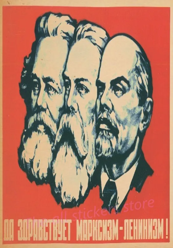 Lenin, Engels and Marx in Leningrad Soviet Retro Vintage Poster Decorative Stickers Home Posters Art Bar Decor Gift
