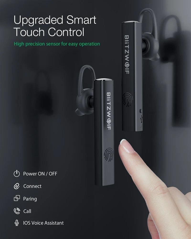 BlitzWolf BW-BH1 Wireless bluetooth Earphone HiFi Mini Light Smart Touch HD Calls Noise Cancelling Single Earbuds Headset BlitzWolf BW-BH1 Wireless bluetooth Earphone HiFi Mini Light Smart Touch HD Calls Noise Cancelling Single Earbuds Headset