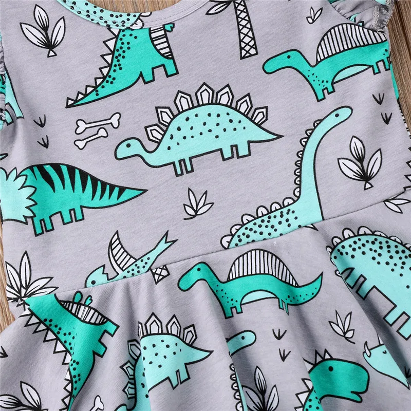 Комбинезон с принтом динозавра для новорожденных девочек; платье с оборками; комбинезон; коллекция 2018 года; модное летнее повседневное