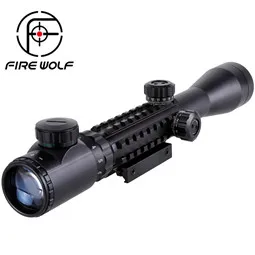 

FRIE WOLF 3-9X40 Illuminated Red Laser RiflescoTactical Air Rifle Optic Spotting Scopes For Hunting Camping Hunting Optics