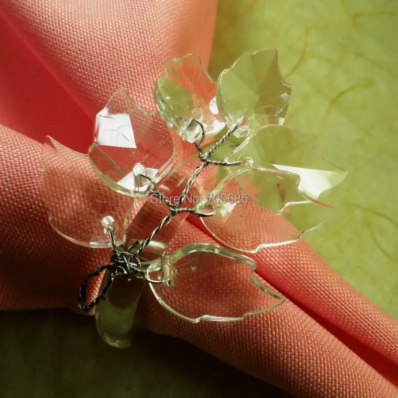 

clear crystal leaf napkin rings,