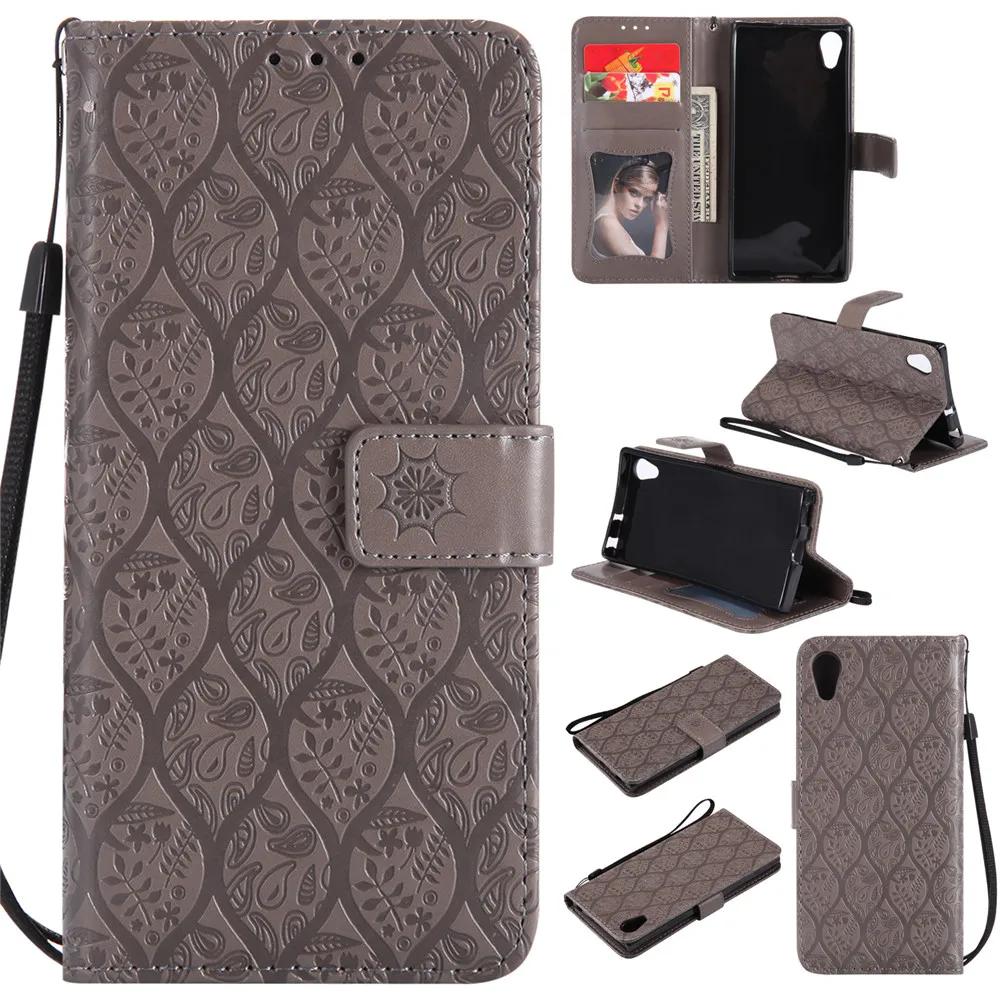 

3D Embossed Rattan Flowers Flip Case For Sony Xperia XA1 PU Leather Silicone Luxury Wallet Holster Cover For Sony XA1 G3116 Case