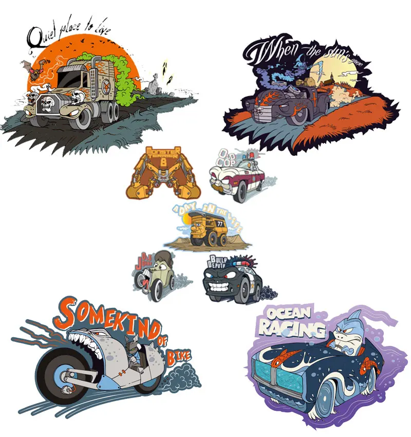 

Iron on Patches Clothes Cute Gremlins Cars Clothing Thermo Stickers on Clothes Backpack Children Stickers DIY T-shirt Washable E