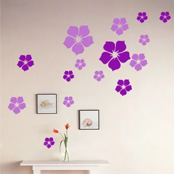 ZHYHGO room decoration wall sticker multi color five leaf small flower home kitchen sticker vinyl home decoration art detachable