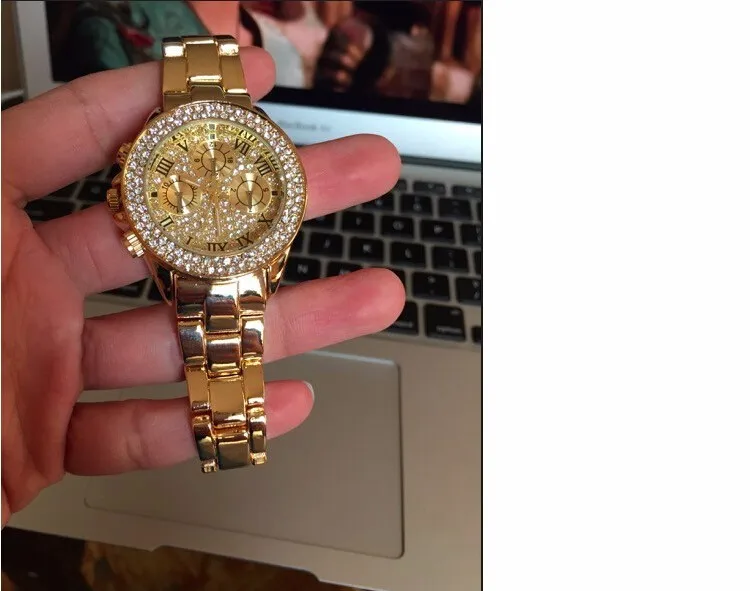 Новые высококачественные роскошные часы с кристаллами и бриллиантами, женские золотые стальная лента для часов, розовое золото, сверкающие наручные часы, Прямая поставка