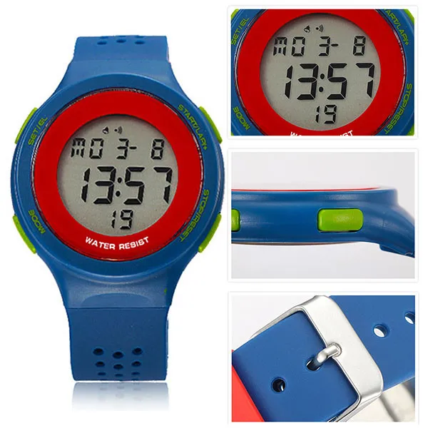 Модные Красочные водонепроницаемые детские часы для мальчиков и девочек светодиодный цифровые спортивные часы наручные часы желе резиновые