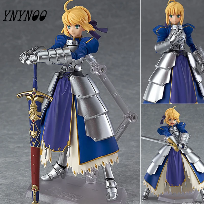 

(YNYNOO)Anime Fate stay night Figma227 Ubw Zero Saber Knight Girl Arthur PVC Action Figure Collection Model Toys Doll 15cm