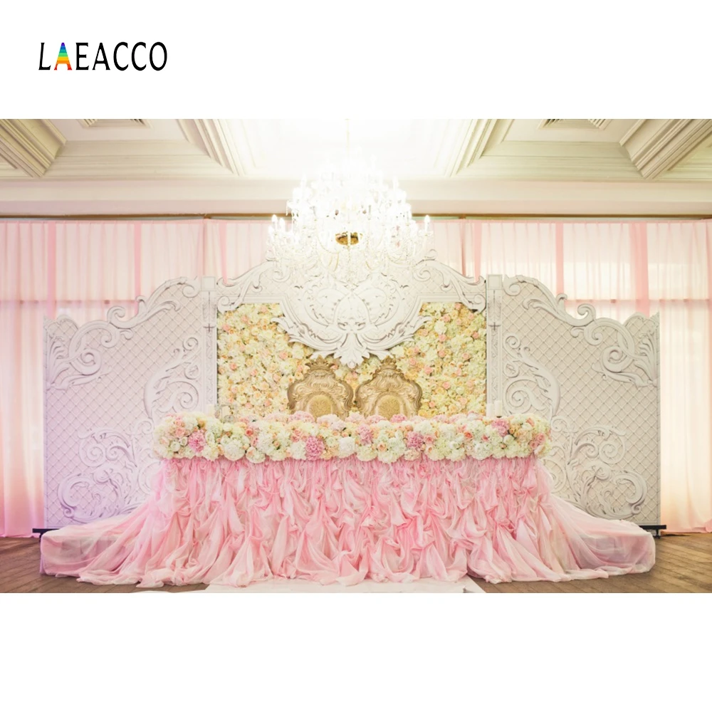

Laeacco Flower Chandelier Baffle Interior Scene Party Celebration Photography Background Photographic Backdrops For Photo Studio
