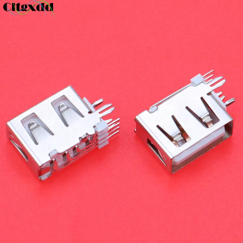 Cltgxdd 1PCS USB Type-A Female PCB Mount Socket Connector Vertical USB A Female Socket Jack Connector Flat 90 degree