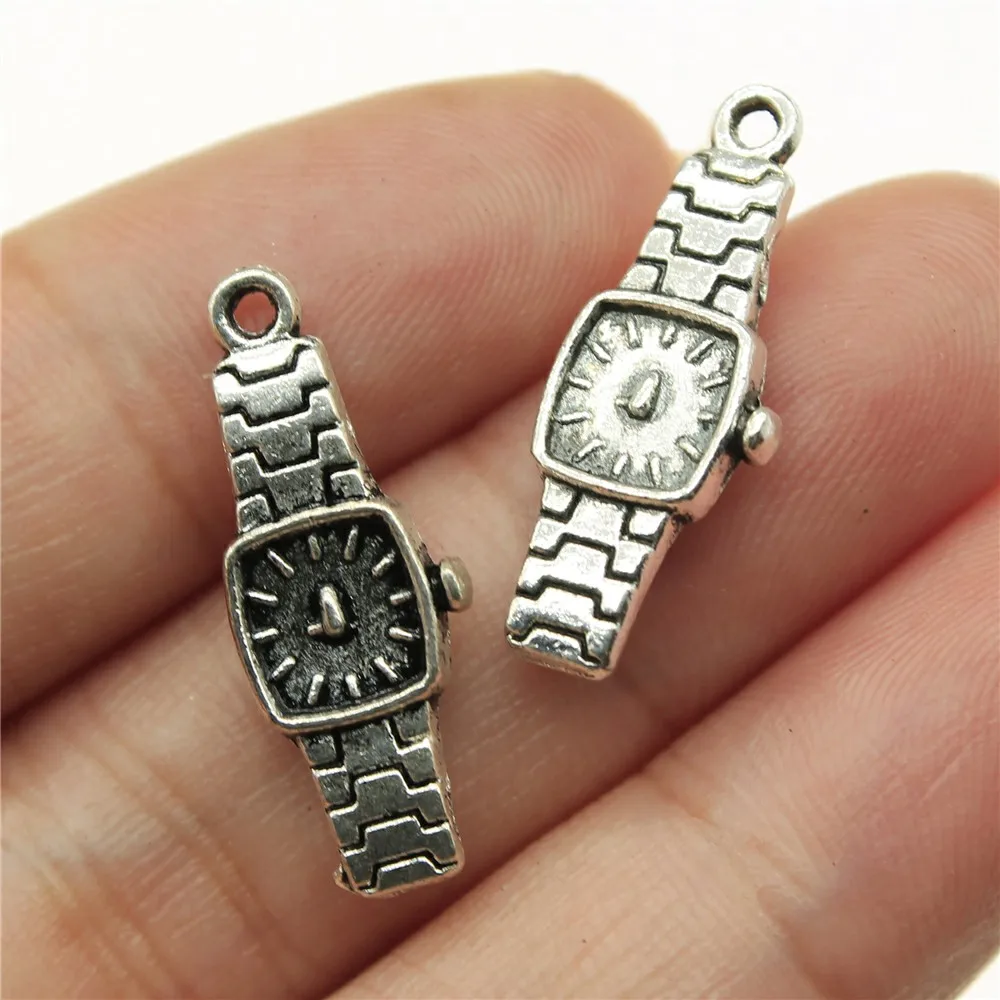 

Charms Watch Diy Jewelry Findings 30pcs/lot Antique Silver Plated 0.9x0.4 inch (23x9mm) Watch Charms