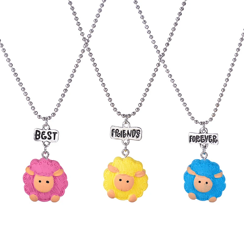 Colorful Cartoon Sheep Bff 3 Pendant Necklace Best Friends Forever Friendship Jewelry Fashion Souvenir Gifts For Kids 18 Pendant Necklaces Aliexpress