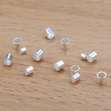 20 шт 925 пробы серебряные обжимные и концевые Бусины 1,5 мм, 2 мм, 2,5 мм серебряные Обжимные бусины с серебряными концами для изготовления ювелирных изделий