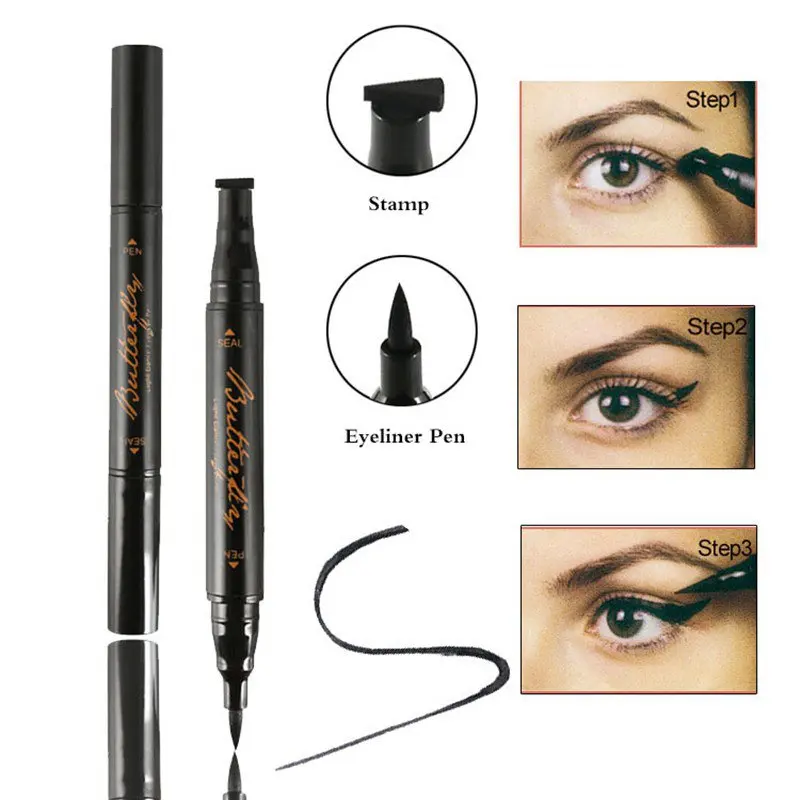 Double Head Mark Seal Liquid Eyeliner Pencil Stylish Black Super