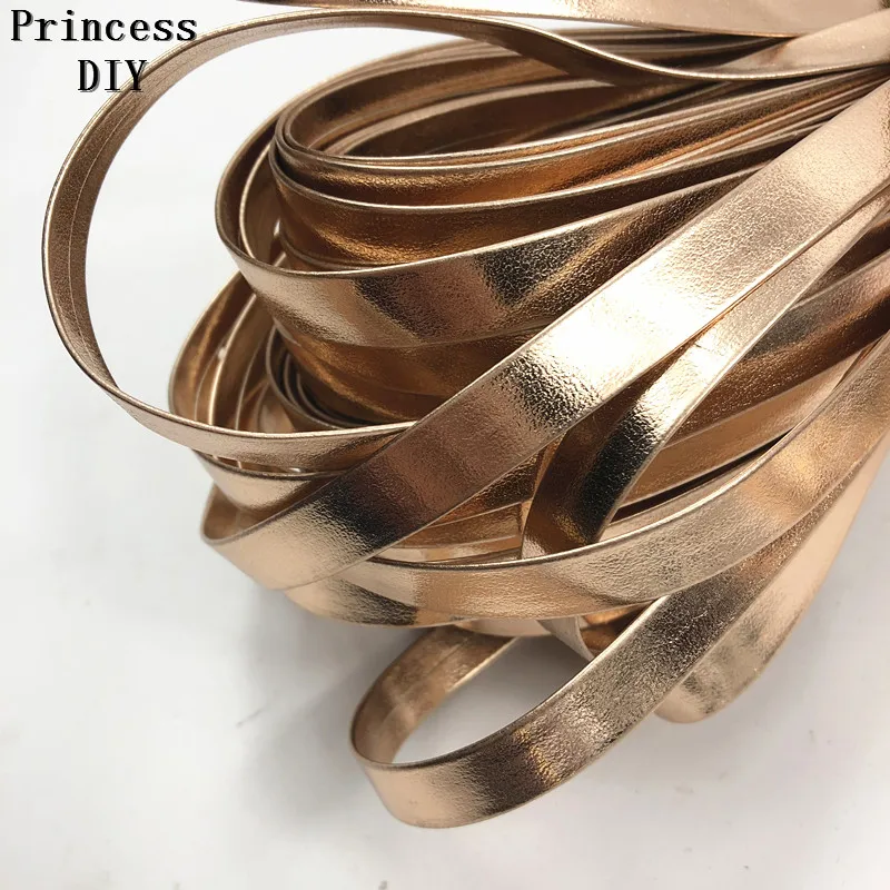 

5Meter/Lot 10mm 3/8'' Rose Gold Ribbon PU Tape 1cm PU Faux Leather Ribbon Layering Bias Trim DIY Bows Chocker Necklace Material