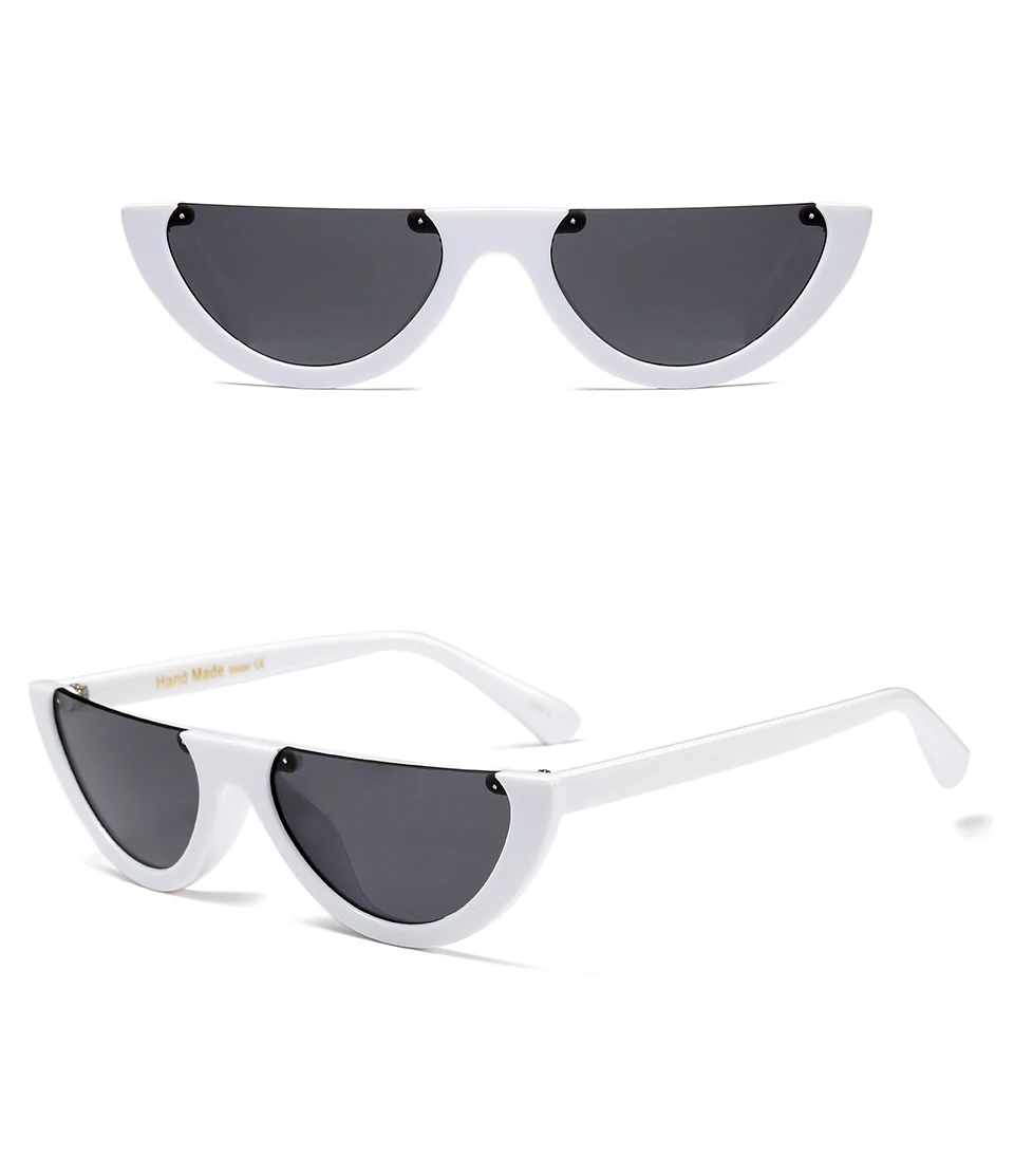 Peekaboo Винтажные Солнцезащитные очки в полуоправе женские кошачий глаз маленькие черные белые красные цветные прозрачные мужские и женские солнечные очки uv400