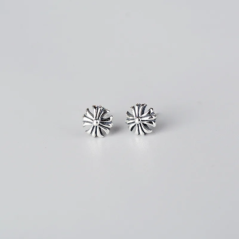 

S925 sterling silver retro multi-layer cross earrings fashion temperament ladies silver earrings jewelry gift 6-ES3061
