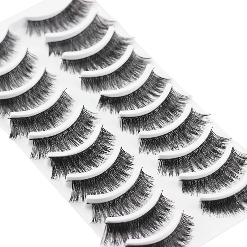 

#501 2018 New Fashion 10 Pairs Thick Long Cross Party False Eyelashes Black Band Fake Eye Lashes Freeship