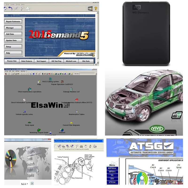 

Newest mitchell ondemand5 repair software 2015 Elsa Win 6.0 Vivid workshop with tech support for cars and trucks 3in1 with 750GB