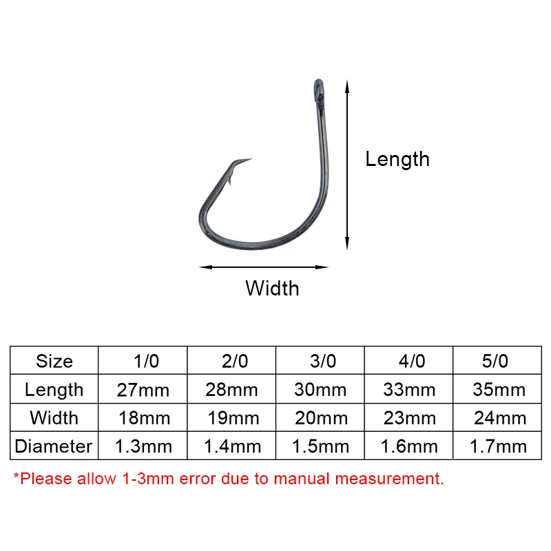Спортивный круглый рыболовный крючок s 100 шт./лот Высокоуглеродистая сталь офсетная точка спорт круглый рыболовный крючок Размер 1/0-5/0 7381