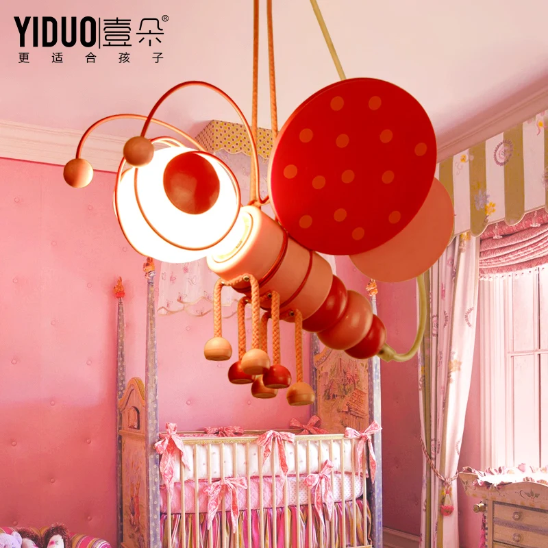 

Cartoon Kid's Bedroom Bee Pink Blue Ceiling Pendant Lamp Babys Room Chandelier Fixtures Droplight