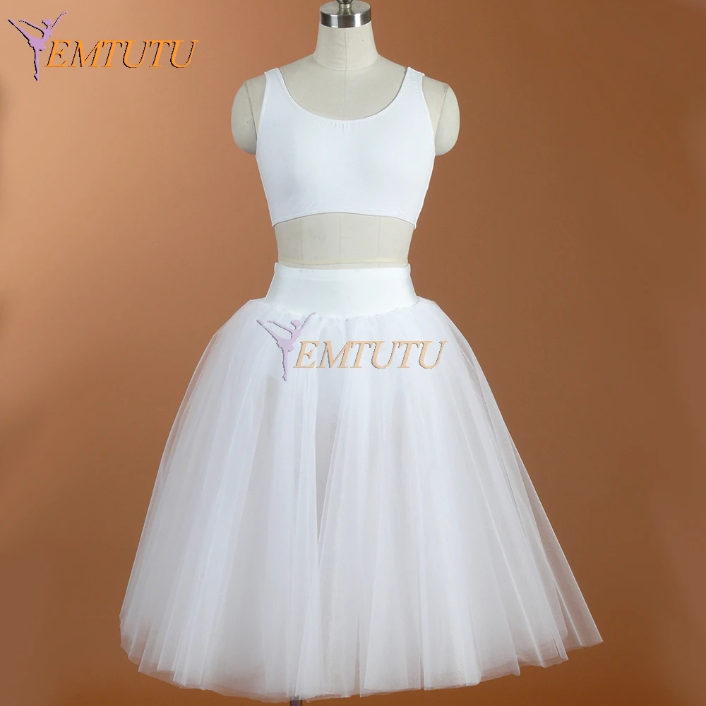 Балетки половина длинные юбки 4 слоя мягкого Тюль состоялось профессиональный 1/2