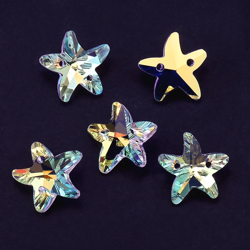 14mm 28pcs/pack double holes crystal starfish pendant charms Austria glass beads rhinestone starfish gens for Jewelry making DIY