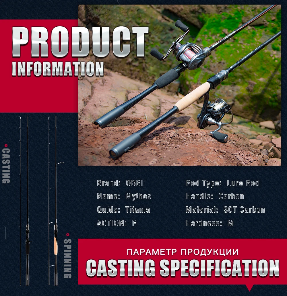 Vara de Pesca Obei Fiação Fundição Isca Predador Alta Rotação Carbono ul Fuji Guia Hastes Pesca Equipamento Lurekiller 3 Obei fiação fundição isca predador vara de