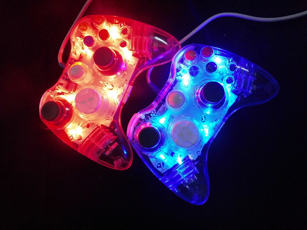 made in shenzhen LED light new design wired gamepad game controller for XBOX 360