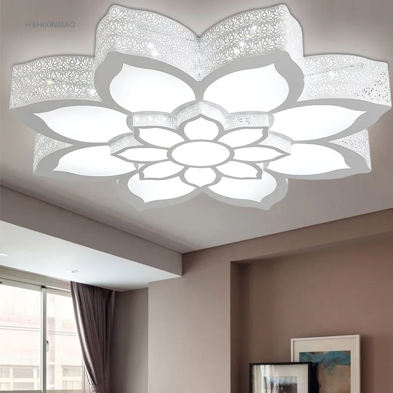 Светодиодный потолочный светильник в форме цветка лотоса, гостиная, спальня, лампа для учебы, коммерческое офисное пространство, потолочные светильники AC110-240V