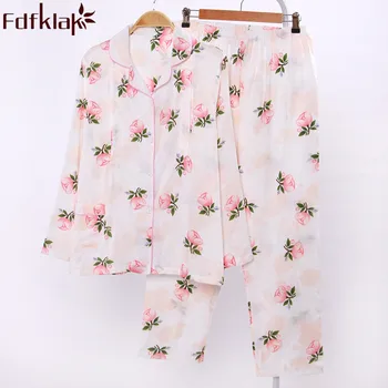 

Fdfklak Maternity Sleepwear Nightie For Feeding Breast Feeding Clothes For Pregnant Women Autumn-Winter Nursing Pajamas F348