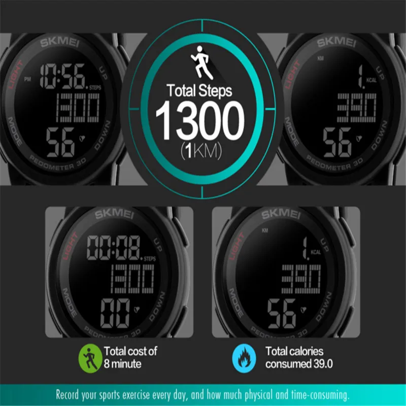 

Fashion Outdoor Sport Watch Man Wristwatches Calorie Pedometer Digit Watches Waterproof Watches Wrist Watch Clock Montre Hommes