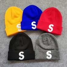 Осень Зима Новая вязаная шапка для мужчин женщин простой дизайн Skullies Beanies cap буквы S вышивка хип хоп шапка теплая удобная