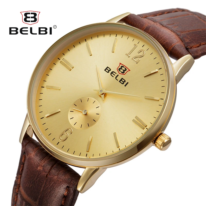 

BELBI Men's Watches Brand Luxury Quartz Sport Watch Leather Simple ultra thin Men Watch Wristwatch relogio masculino