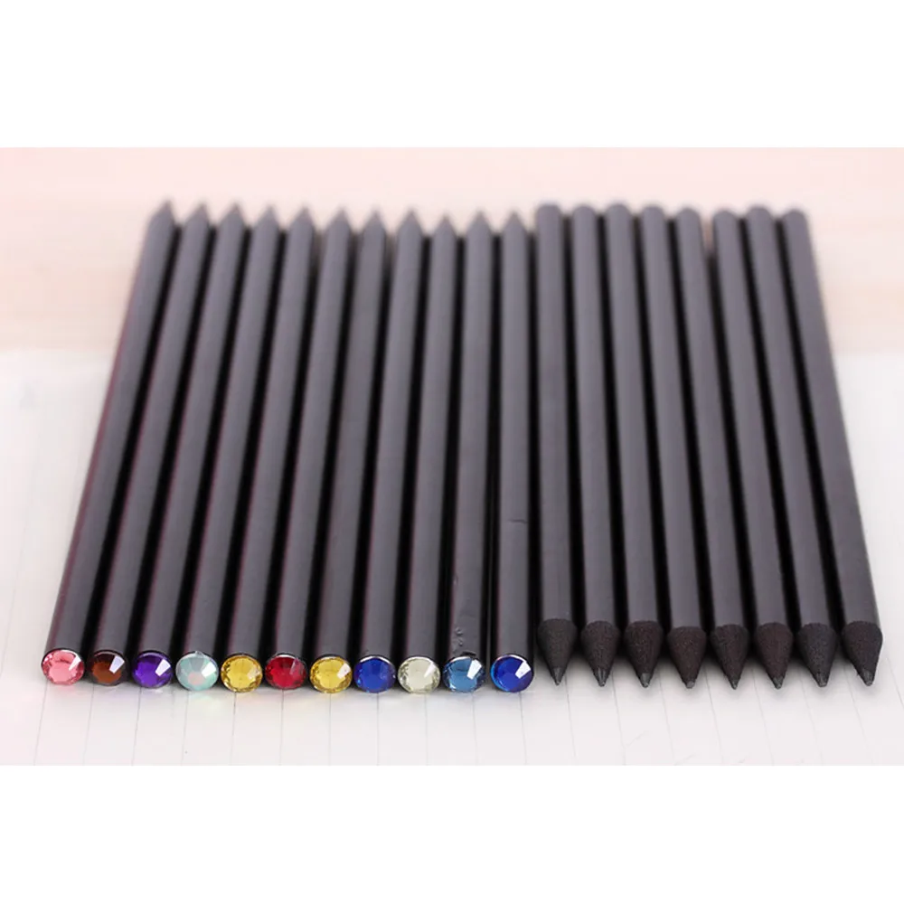 12 шт/лот Кристальный красивый карандаш черного цвета Стандартный Карандаш специальный Блестящий карандаш подарок дешевый на продажу