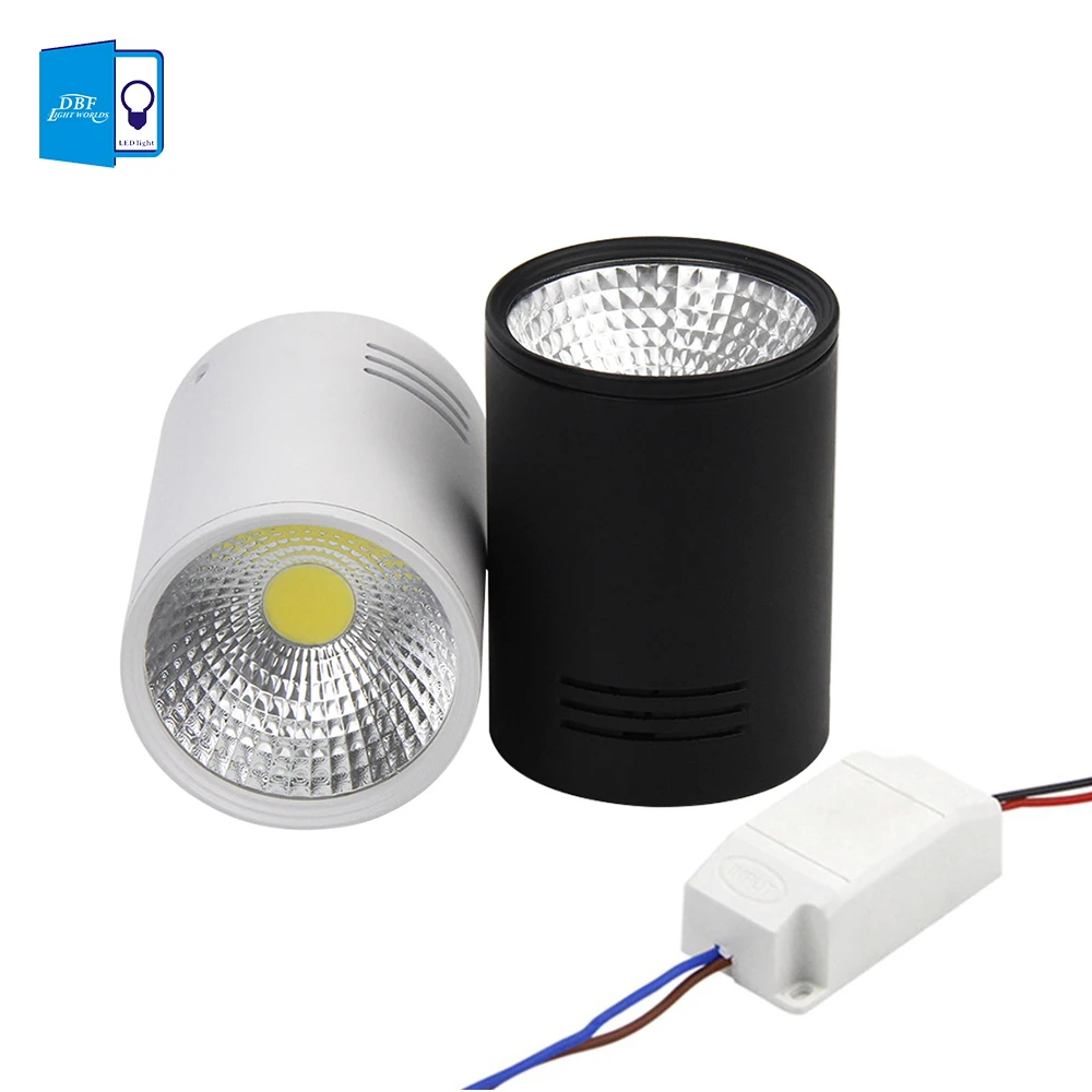 

[DBF]7w 10w COB Led downlight Dimmable Surface Mounted Ceiling Spot light AC110V-220V Ceiling lamp with black/white Housing Colo