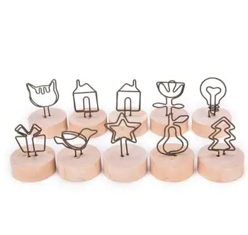 

Novelty Natural Wood Memo Pincer Clips Paper Photo Clip Holder Message Stand Home School Office Decoration For Students Gift