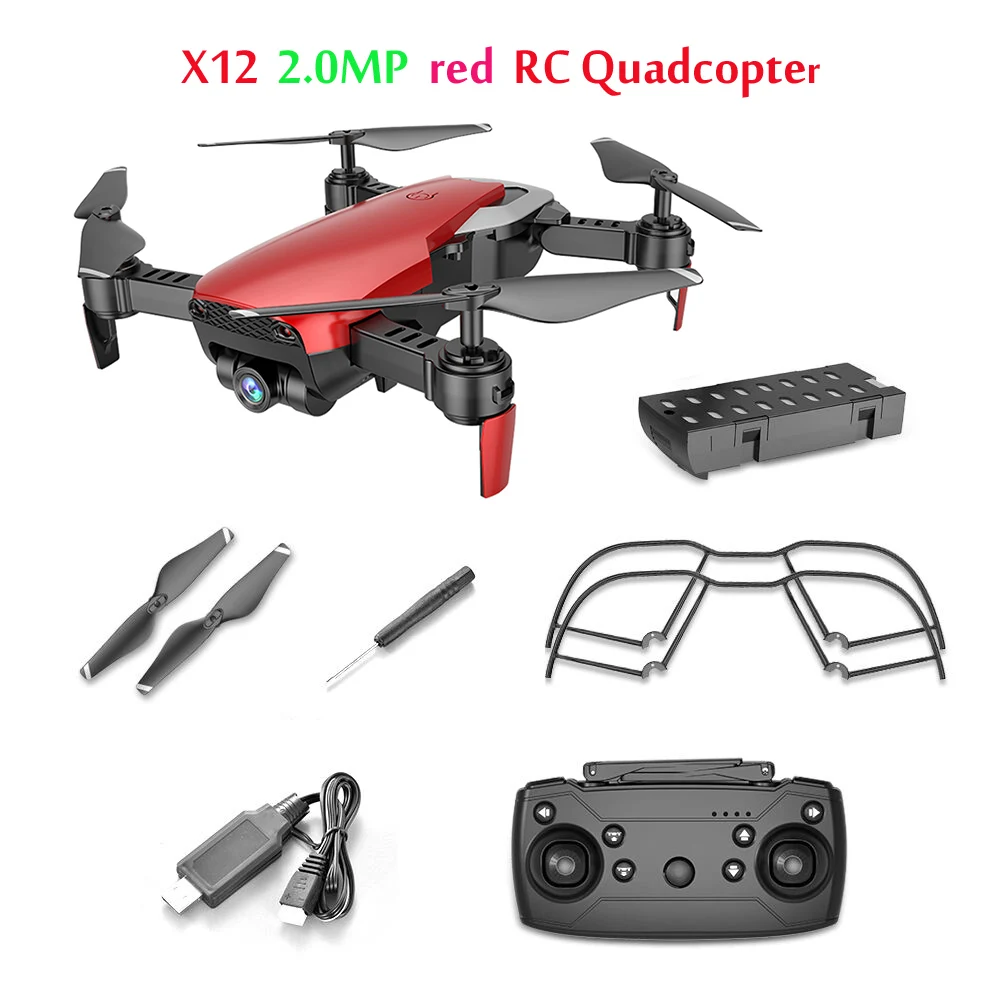 Новейшая X12 0.3MP 2.0MP широкоугольная камера RC самолет WiFi FPV Дрон RC вертолет удержание высоты RC Квадрокоптер VS E58 XS809HW - Цвет: 2.0MP red