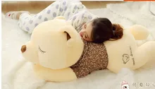 big lovely lying bear dolls huge squinting bear with brown cloth plush toy doll birthday gift about 130cm